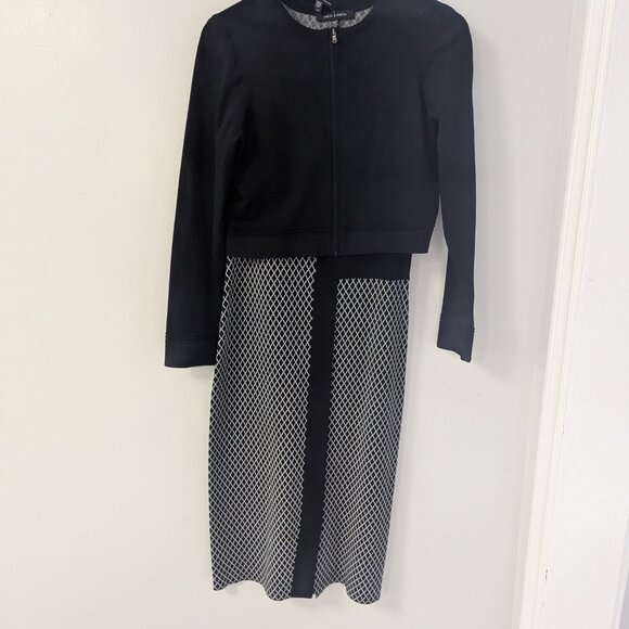 Judith & Charles Black & White Knit Dress and Zip Jacket / Cardigan Set - Picture 2 of 10